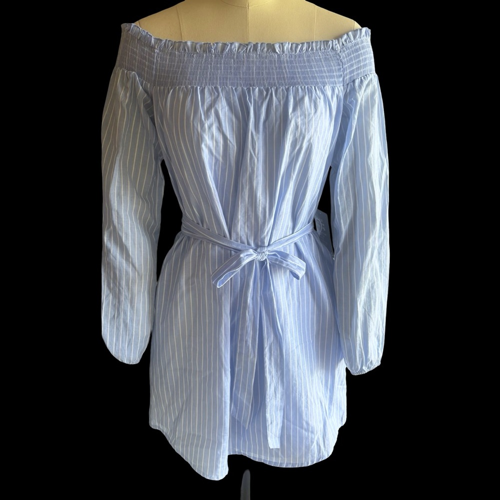 Express Off-Shoulder Striped Smocked Dress